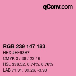 Color code: RGB 239 147 183 | qconv.com