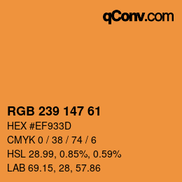 Color code: RGB 239 147 61 | qconv.com