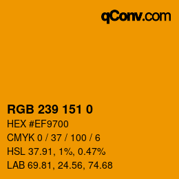 Color code: RGB 239 151 0 | qconv.com