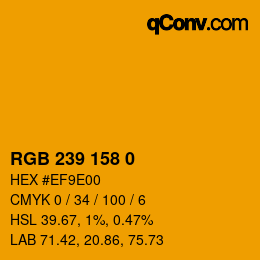 Color code: RGB 239 158 0 | qconv.com