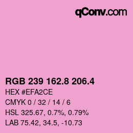 カラーコード: RGB 239 162.8 206.4 | qconv.com