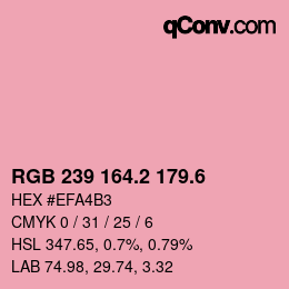 カラーコード: RGB 239 164.2 179.6 | qconv.com