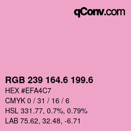 カラーコード: RGB 239 164.6 199.6 | qconv.com
