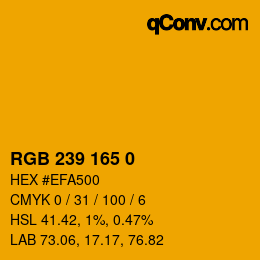 Color code: RGB 239 165 0 | qconv.com