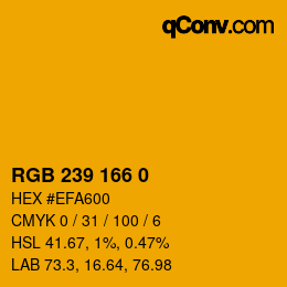 Color code: RGB 239 166 0 | qconv.com