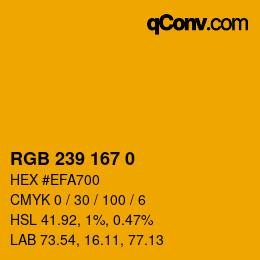 Color code: RGB 239 167 0 | qconv.com