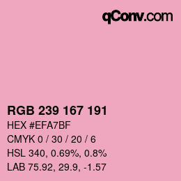 Color code: RGB 239 167 191 | qconv.com