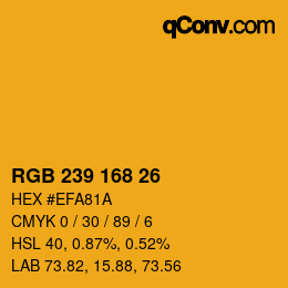 Farbcode: RGB 239 168 26 | qconv.com