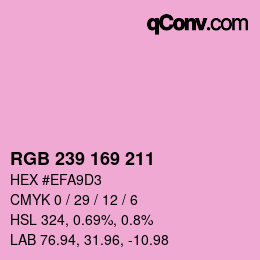 颜色代码: RGB 239 169 211 | qconv.com