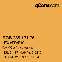 Color code: RGB 239 171 76 | qconv.com