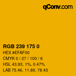 Color code: RGB 239 175 0 | qconv.com