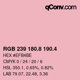 カラーコード: RGB 239 180.8 190.4 | qconv.com