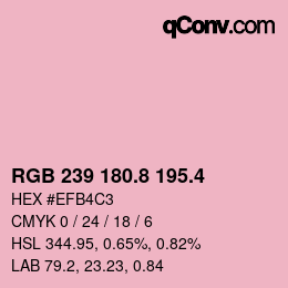 カラーコード: RGB 239 180.8 195.4 | qconv.com
