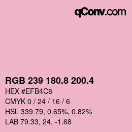 カラーコード: RGB 239 180.8 200.4 | qconv.com