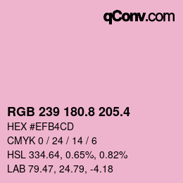 カラーコード: RGB 239 180.8 205.4 | qconv.com