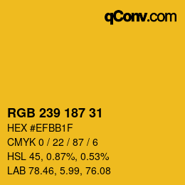 カラーコード: RGB 239 187 31 | qconv.com