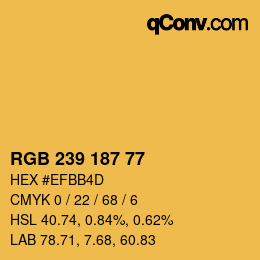 Color code: RGB 239 187 77 | qconv.com