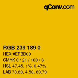 Code couleur: RGB 239 189 0 | qconv.com