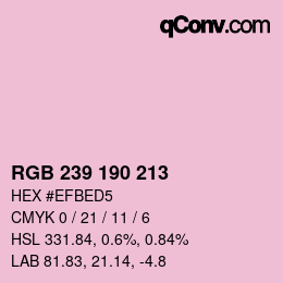 颜色代码: RGB 239 190 213 | qconv.com