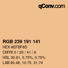 Color code: RGB 239 191 141 | qconv.com