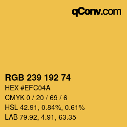カラーコード: RGB 239 192 74 | qconv.com