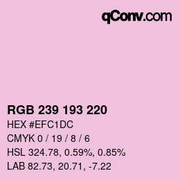 カラーコード: RGB 239 193 220 | qconv.com