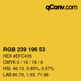 颜色代码: RGB 239 196 53 | qconv.com