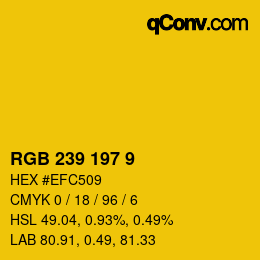 カラーコード: RGB 239 197 9 | qconv.com