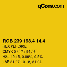 カラーコード: RGB 239 198.4 14.4 | qconv.com