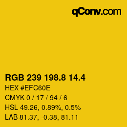 カラーコード: RGB 239 198.8 14.4 | qconv.com