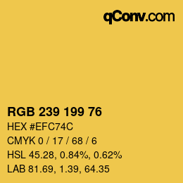 Color code: RGB 239 199 76 | qconv.com