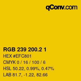 カラーコード: RGB 239 200.2 1 | qconv.com