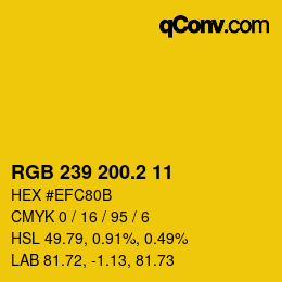 カラーコード: RGB 239 200.2 11 | qconv.com