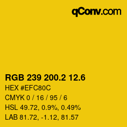 カラーコード: RGB 239 200.2 12.6 | qconv.com