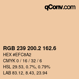 カラーコード: RGB 239 200.2 162.6 | qconv.com