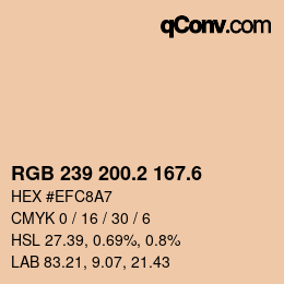 カラーコード: RGB 239 200.2 167.6 | qconv.com