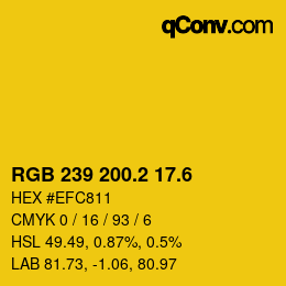 カラーコード: RGB 239 200.2 17.6 | qconv.com
