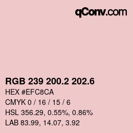カラーコード: RGB 239 200.2 202.6 | qconv.com