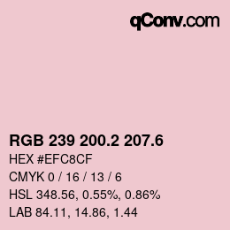 カラーコード: RGB 239 200.2 207.6 | qconv.com