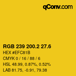 カラーコード: RGB 239 200.2 27.6 | qconv.com