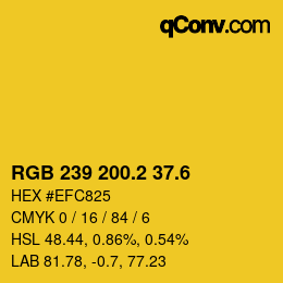 カラーコード: RGB 239 200.2 37.6 | qconv.com
