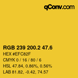 カラーコード: RGB 239 200.2 47.6 | qconv.com