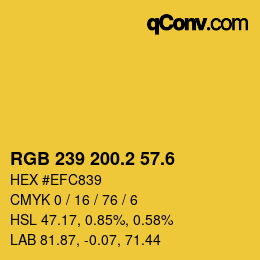 カラーコード: RGB 239 200.2 57.6 | qconv.com