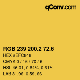 カラーコード: RGB 239 200.2 72.6 | qconv.com