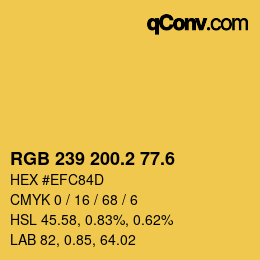 カラーコード: RGB 239 200.2 77.6 | qconv.com