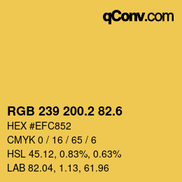 カラーコード: RGB 239 200.2 82.6 | qconv.com