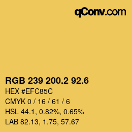 カラーコード: RGB 239 200.2 92.6 | qconv.com
