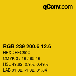 カラーコード: RGB 239 200.6 12.6 | qconv.com
