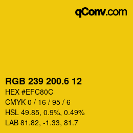 カラーコード: RGB 239 200.6 12 | qconv.com