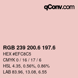 カラーコード: RGB 239 200.6 197.6 | qconv.com